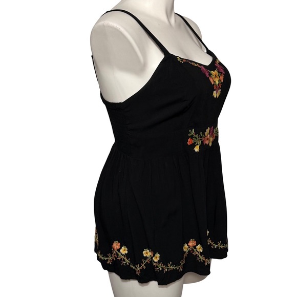 Torrid Black Embroidered Floral Babydoll Cami Top Size 2X - Picture 3 of 6